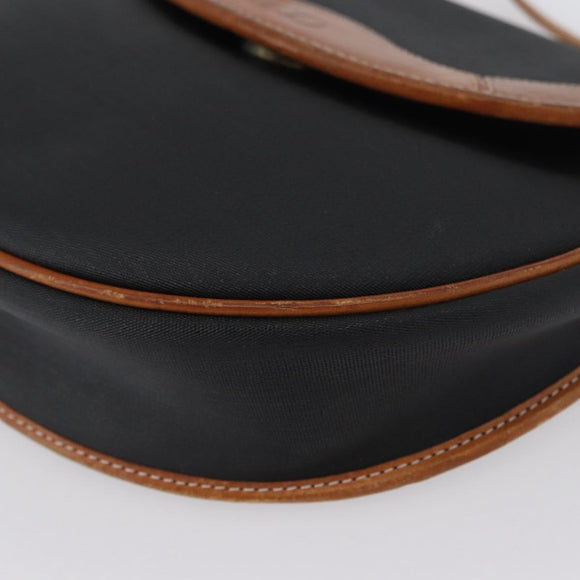 Christian Dior Shoulder Bag Coated Canvas Black Gold Auth BA11133