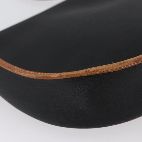 Christian Dior Shoulder Bag Coated Canvas Black Gold Auth BA11133