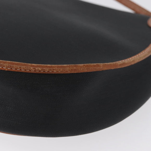 Christian Dior Shoulder Bag Coated Canvas Black Gold Auth BA11133