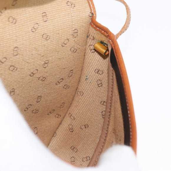 Christian Dior Shoulder Bag Coated Canvas Black Gold Auth BA11133