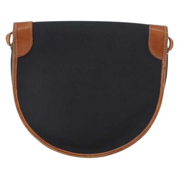 Christian Dior Shoulder Bag Coated Canvas Black Gold Auth BA11133