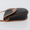 Christian Dior Shoulder Bag Coated Canvas Black Gold Auth BA11133-5