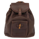 GUCCI Bamboo Backpack Leather Brown Gold 003 2058 0030 Auth BA11134-13