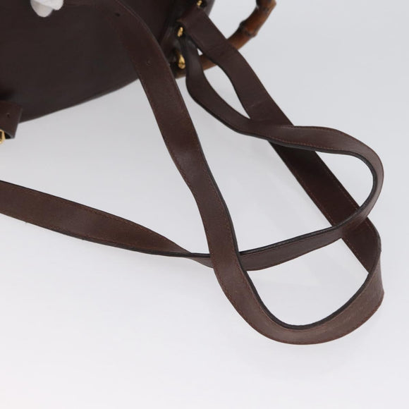 GUCCI Bamboo Backpack Leather Brown Gold 003 2058 0030 Auth BA11134