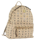 MCM Logogram Vicetos Backpack PVC Leather Beige Gold Silver Auth BA11136-1