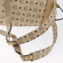 MCM Logogram Vicetos Backpack PVC Leather Beige Gold Silver Auth BA11136-10