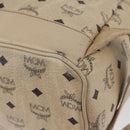 MCM Logogram Vicetos Backpack PVC Leather Beige Gold Silver Auth BA11136-16