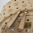 MCM Logogram Vicetos Backpack PVC Leather Beige Gold Silver Auth BA11136-17
