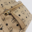 MCM Logogram Vicetos Backpack PVC Leather Beige Gold Silver Auth BA11136-19