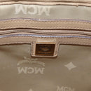 MCM Logogram Vicetos Backpack PVC Leather Beige Gold Silver Auth BA11136-20