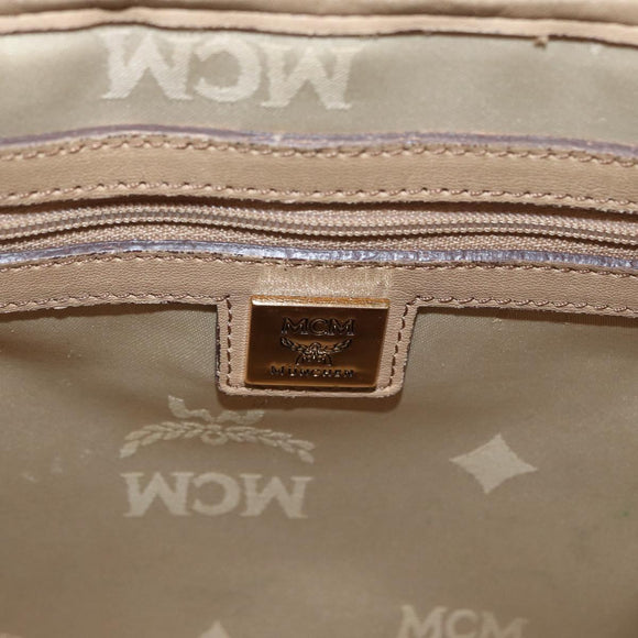 MCM Logogram Vicetos Backpack PVC Leather Beige Gold Silver Auth BA11136