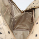 MCM Logogram Vicetos Backpack PVC Leather Beige Gold Silver Auth BA11136-23