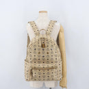 MCM Logogram Vicetos Backpack PVC Leather Beige Gold Silver Auth BA11136-28