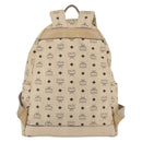 MCM Logogram Vicetos Backpack PVC Leather Beige Gold Silver Auth BA11136-3