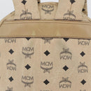 MCM Logogram Vicetos Backpack PVC Leather Beige Gold Silver Auth BA11136-4
