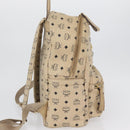 MCM Logogram Vicetos Backpack PVC Leather Beige Gold Silver Auth BA11136-6