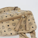 MCM Logogram Vicetos Backpack PVC Leather Beige Gold Silver Auth BA11136-7