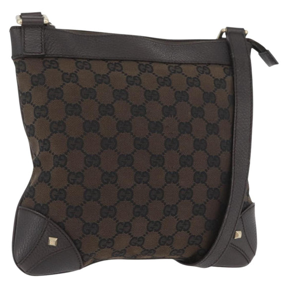 GUCCI GG Canvas Shoulder Bag Outlet Brown Gold 272396 Auth BA11139