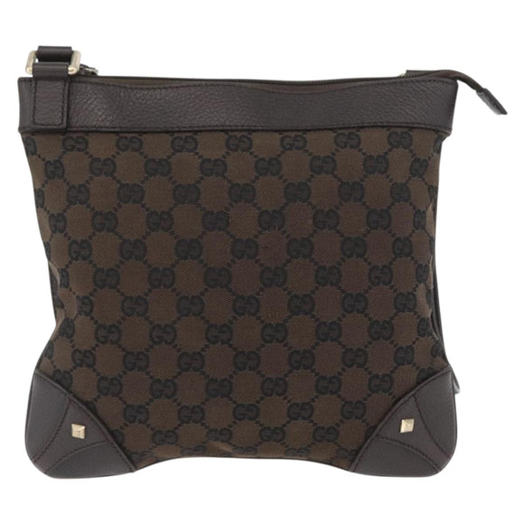 GUCCI GG Canvas Shoulder Bag Outlet Brown Gold 272396 Auth BA11139