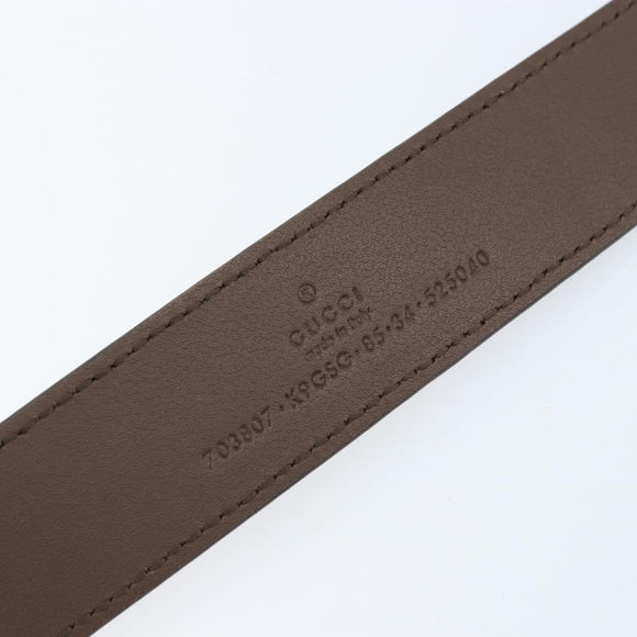 GUCCI Belt Leather 38.6"" Brown Gold Auth BA11143