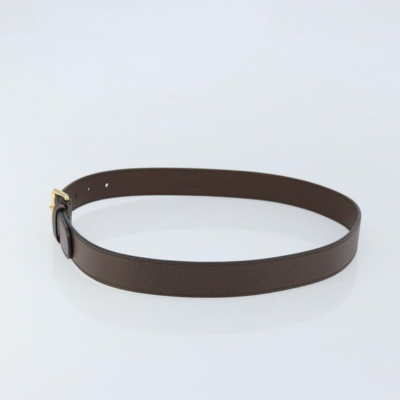 GUCCI Belt Leather 38.6"" Brown Gold Auth BA11143