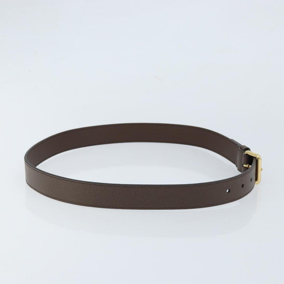 GUCCI Belt Leather 38.6"" Brown Gold Auth BA11143