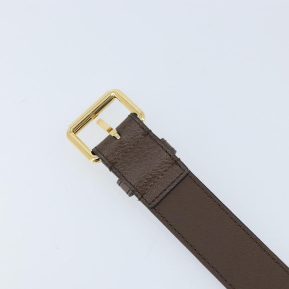 GUCCI Belt Leather 38.6"" Brown Gold Auth BA11143