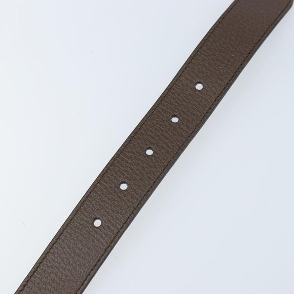 GUCCI Belt Leather 38.6"" Brown Gold Auth BA11143