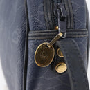 Christian Dior Honeycomb Canvas Schoudertas PVC Donkerblauw Goud Auth BA11145-9