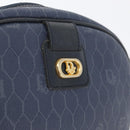 Christian Dior Honeycomb Canvas Schoudertas PVC Donkerblauw Goud Auth BA11145-19