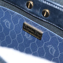 Christian Dior Honeycomb Canvas Schoudertas PVC Donkerblauw Goud Auth BA11145-10