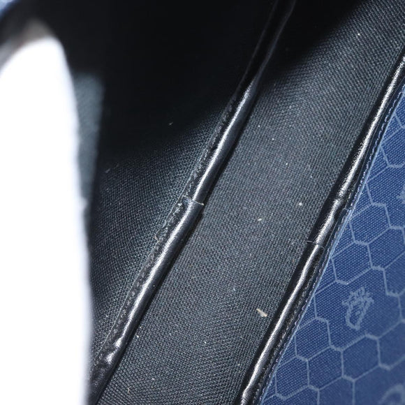 Christian Dior Honeycomb Canvas Schoudertas PVC Donkerblauw Goud Auth BA11145