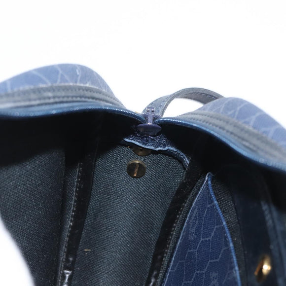 Christian Dior Honeycomb Canvas Schoudertas PVC Donkerblauw Goud Auth BA11145