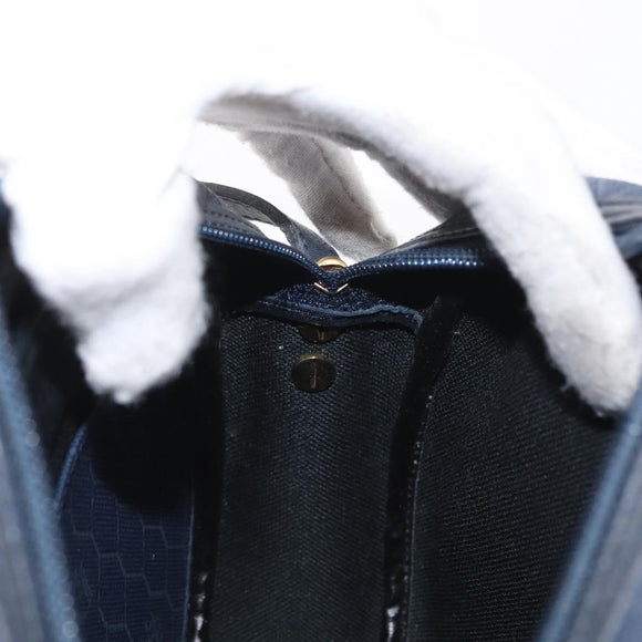 Christian Dior Honeycomb Canvas Schoudertas PVC Donkerblauw Goud Auth BA11145