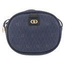 Christian Dior Honeycomb Canvas Schoudertas PVC Donkerblauw Goud Auth BA11145-13