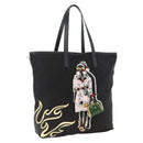 PRADA Tote Bag Nylon Black Silver Auth BA11146V-1