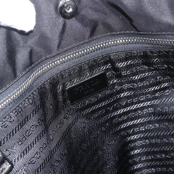 PRADA Tote Bag Nylon Black Silver Auth BA11146V