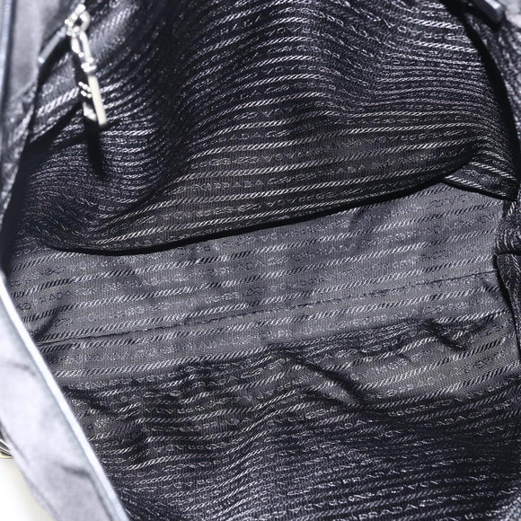 PRADA Tote Bag Nylon Black Silver Auth BA11146V