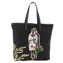 PRADA Tote Bag Nylon Black Silver Auth BA11146V-13