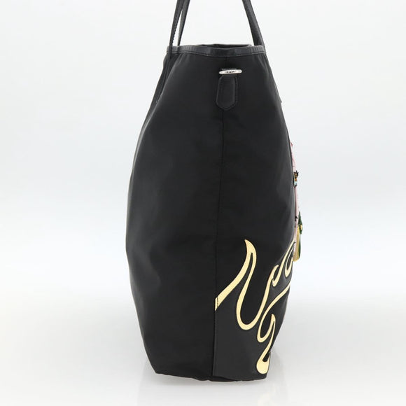 PRADA Tote Bag Nylon Black Silver Auth BA11146V