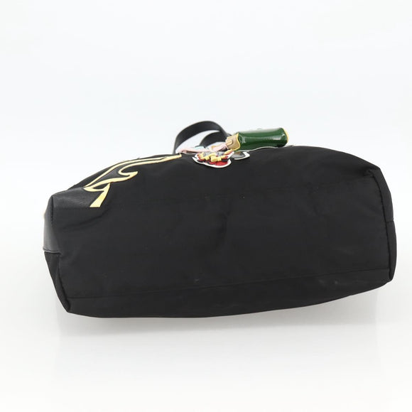 PRADA Tote Bag Nylon Black Silver Auth BA11146V