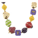 LOUIS VUITTON Brasserie Phrase Necklace Metal Multicolor LV Auth BA11148V-1