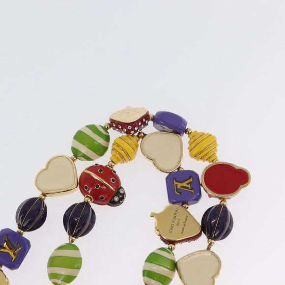 LOUIS VUITTON Brasserie Phrase Necklace Metal Multicolor LV Auth BA11148V