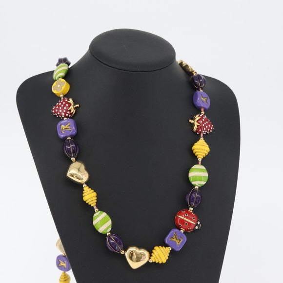 LOUIS VUITTON Brasserie Phrase Necklace Metal Multicolor LV Auth BA11148V