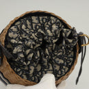 Christian Dior Oblique Wicker Shoulder Bag Rattan Navy Brown gold Auth BA1114AM-6