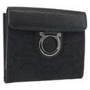 Salvatore Ferragamo Gancini Compact Wallet Nylon Leather Black Auth BA11154V-1