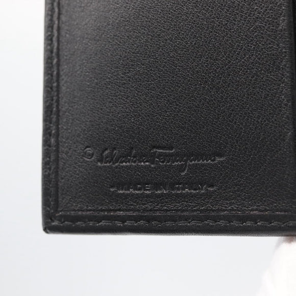 Salvatore Ferragamo Gancini Compact Wallet Nylon Leather Black Auth BA11154V