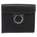 Salvatore Ferragamo Gancini Compact Wallet Nylon Leather Black Auth BA11154V-13