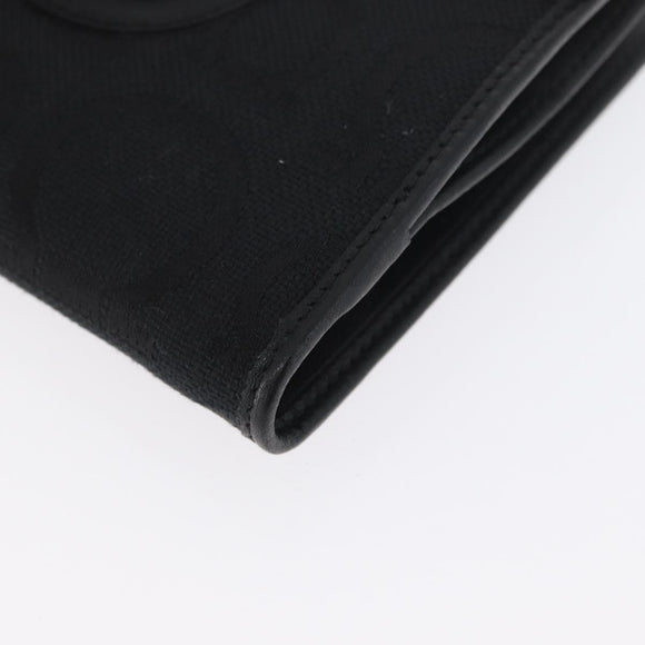 Salvatore Ferragamo Gancini Compact Wallet Nylon Leather Black Auth BA11154V