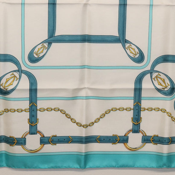 CARTIER Scarf Silk Light Blue Auth BA11162V